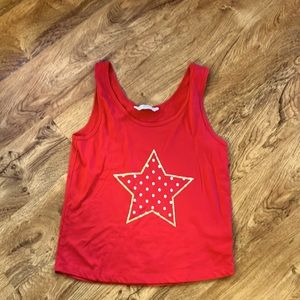 The B collection size 10 star tank top red girls or Richard Simmons small men’s